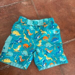UV Skins Dinosaur Print Swim Board Shorts Toddler Baby 2T Blue Swimsuit